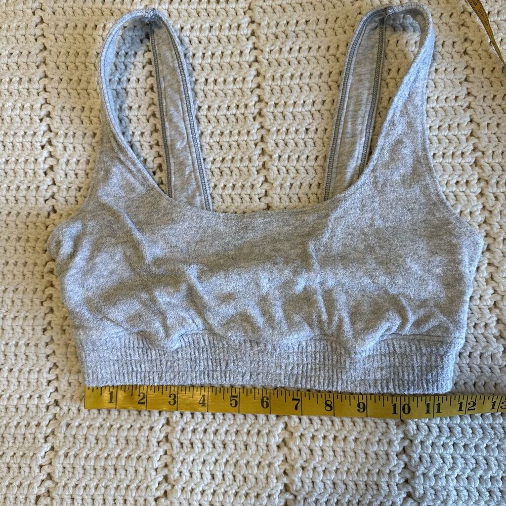 Gilly Hicks Sports Bra Longline Soft Tee Terry Cloth Feel Light Gray Size M - Picture 2 of 7